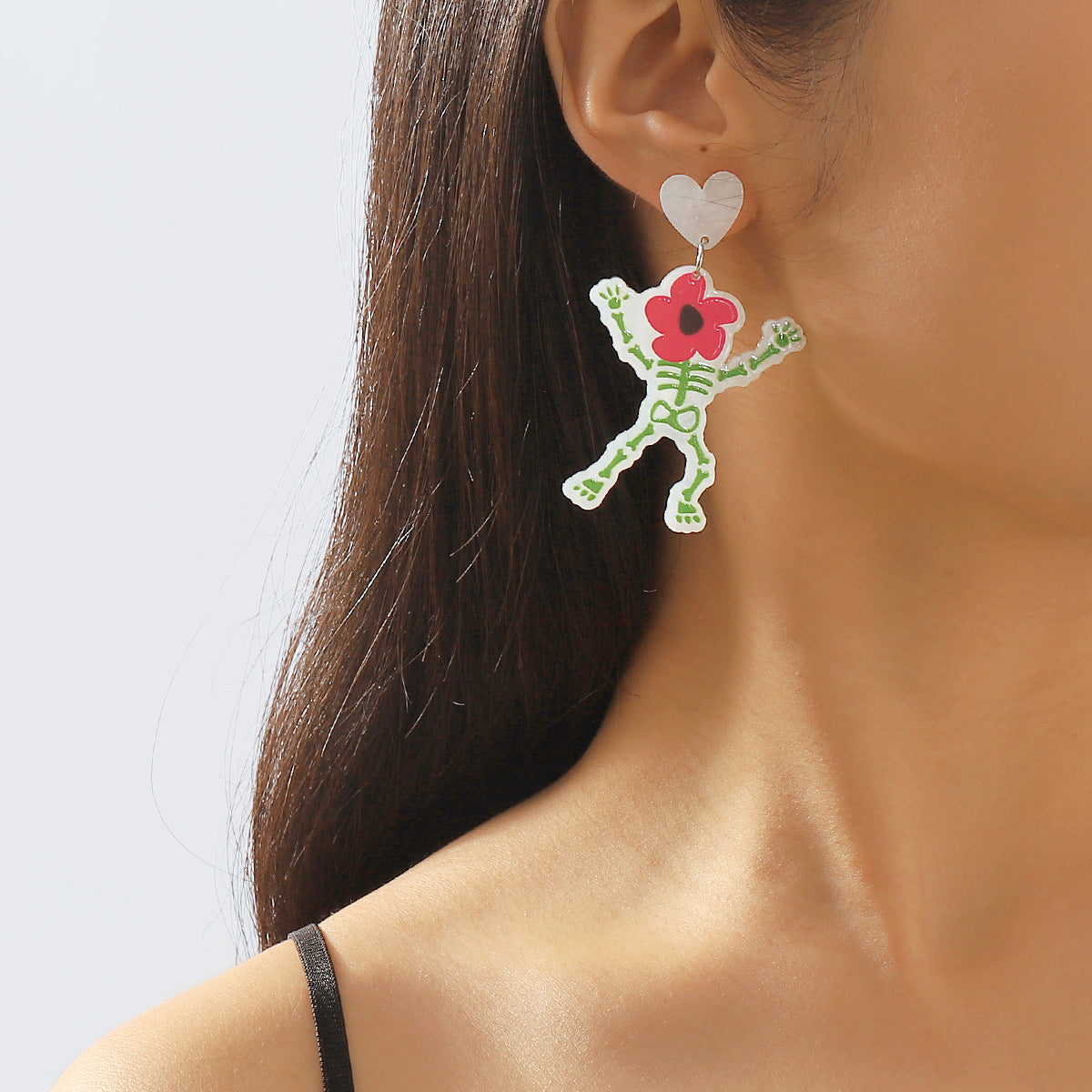 Divertidos Pendientes de Halloween de Dibujos Animados con Diseño de Calabaza, Fantasma y Calavera en Base Acrílica con Detalles de Diamantes de Imitación y Lentejuelas para Mujer