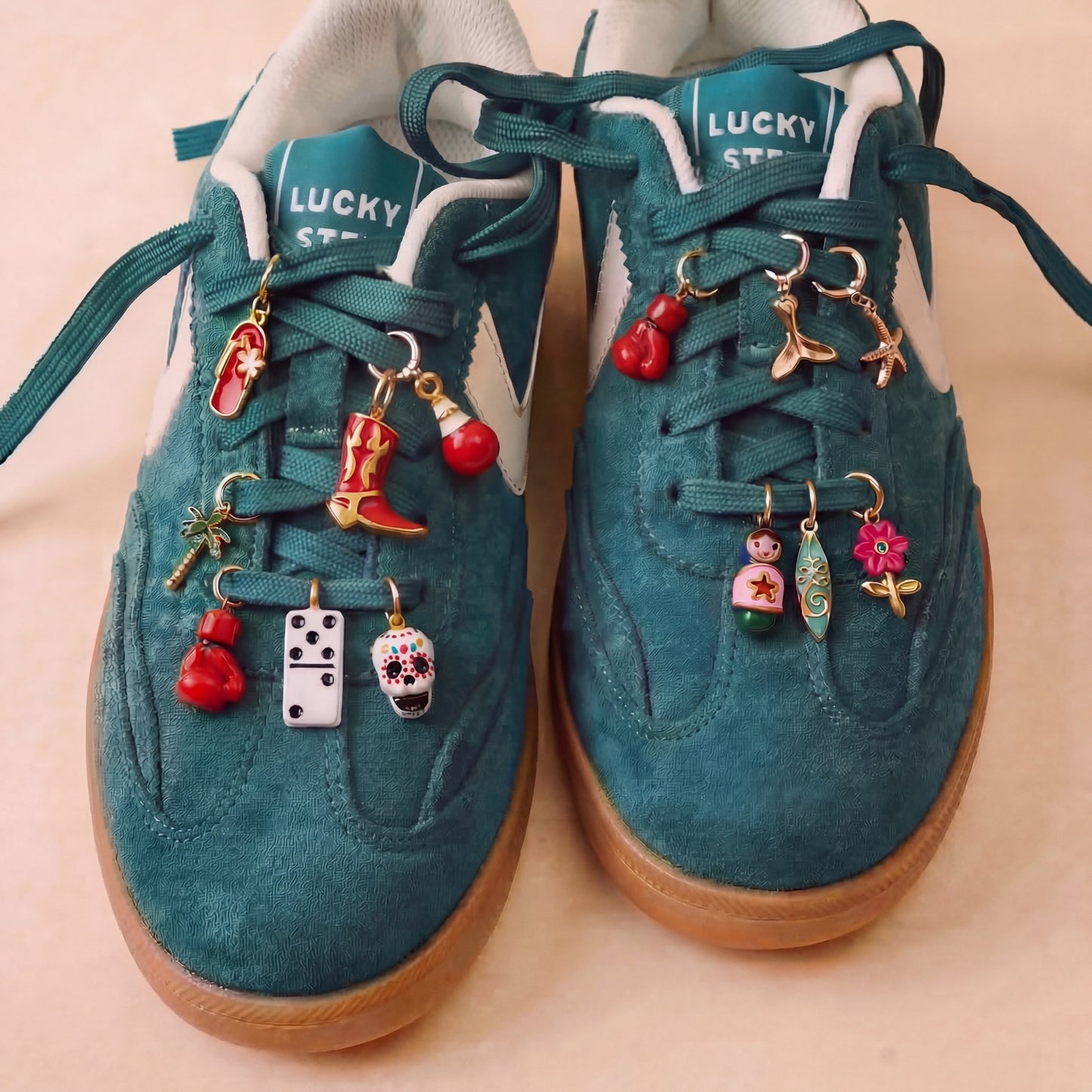 Charm bar fai da te PVD in acciaio inossidabile placcato oro 18 carati con motivo floreale vintage