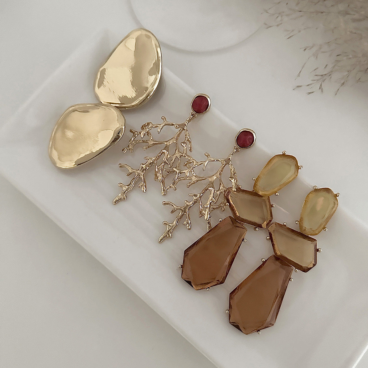 Minimalist Geometric Alloy Plated Earrings for Women