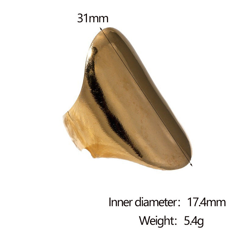 Anello Minimalista Geometrico in Acciaio Inossidabile con Placcatura in Oro 18K Fascia Aperta Regolabile da Donna