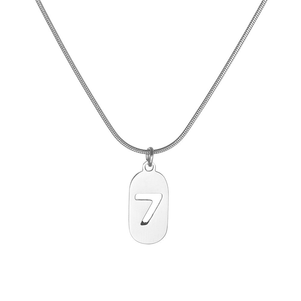 Minimalist Lucky Number 7 Titanium Steel Necklace for Women