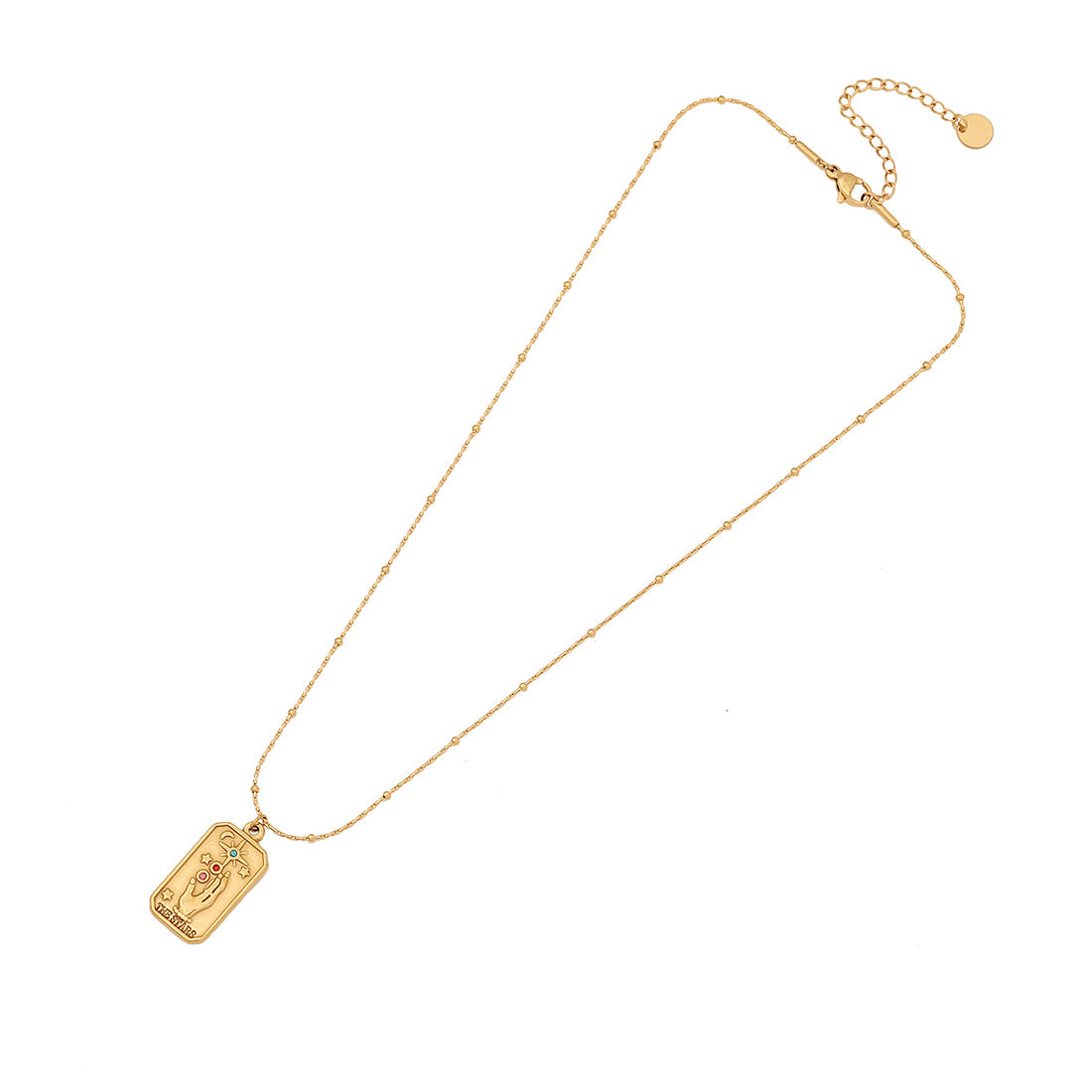 Collana con Ciondolo a Mano Rosa Geometrica Vintage in Acciaio Inossidabile con Design Ispirato ai Tarocchi
