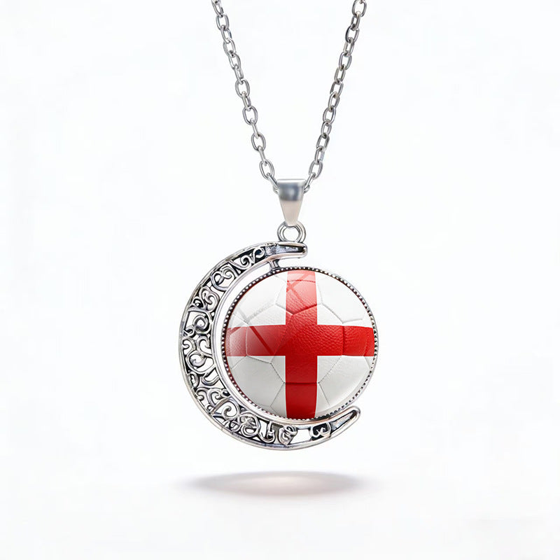 Casual Unisex Alloy Plated Moon Geometric Pendant Crystal Necklace