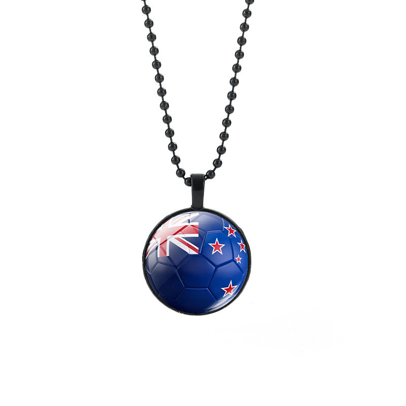Collana Unisex Casual con Pendente Rotondo Geometrico di Cristallo e Catena a Sfera Placcata in Lega
