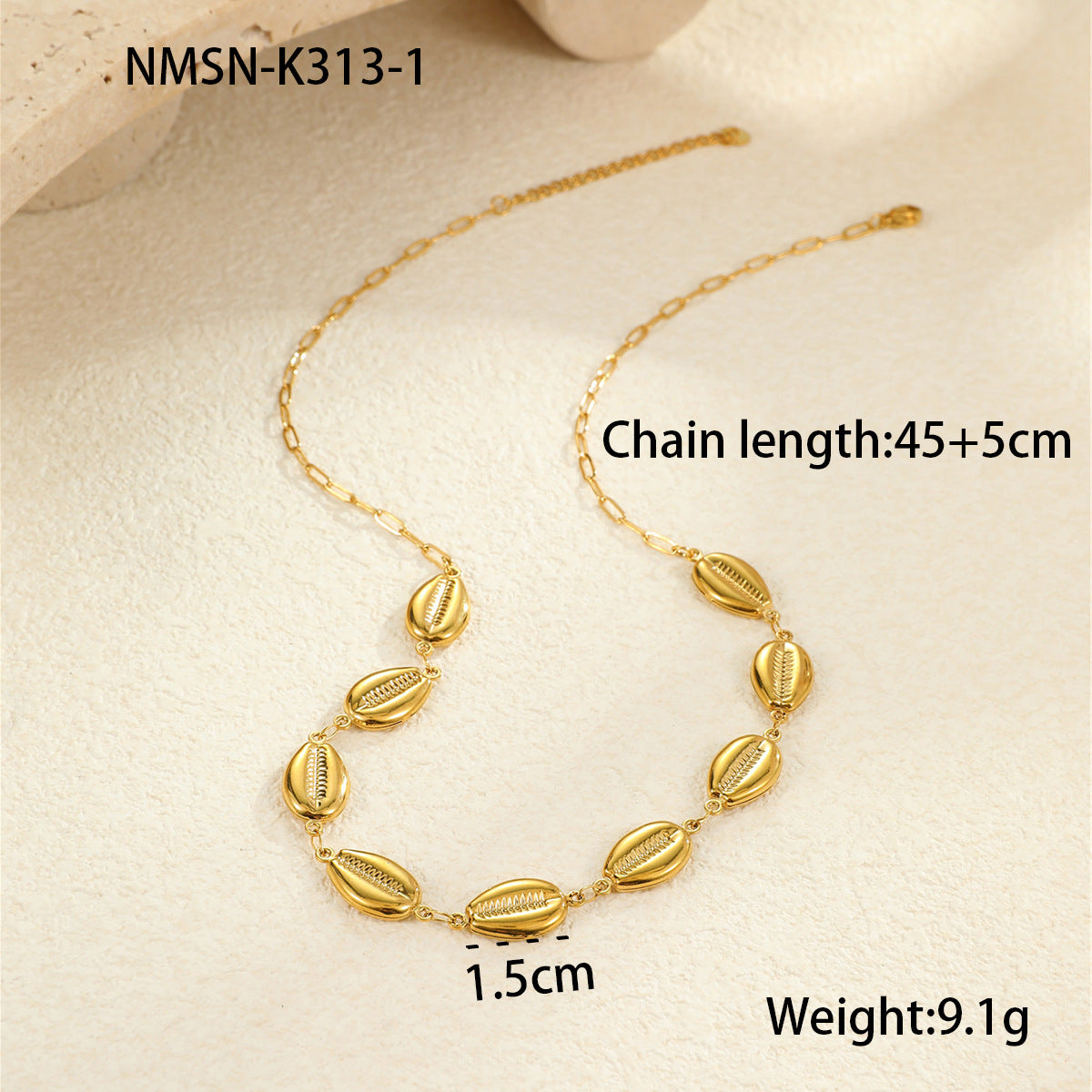 Fashionable Ocean-Themed Hollow Stainless Steel Starfish and Seashell Pendant Necklace with 18K Gold Plating for Women
