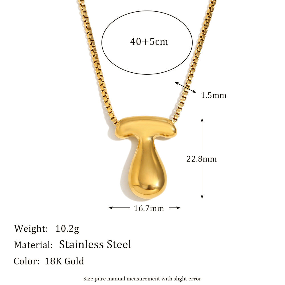 Minimalist Fashion Letter Necklace for Women Stainless Steel Pendant with 18K Gold Plating