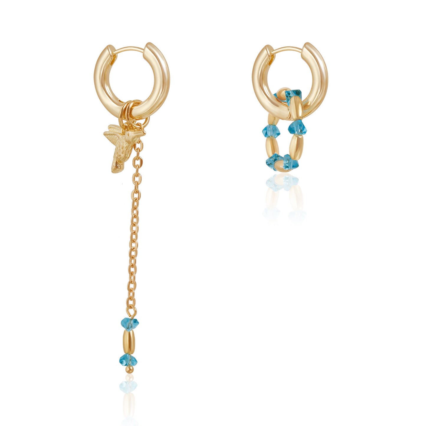Fashionable Blue Crystal Bird Pendant Necklace for Women with Geometric Design Alloy Chain and Plated Finish