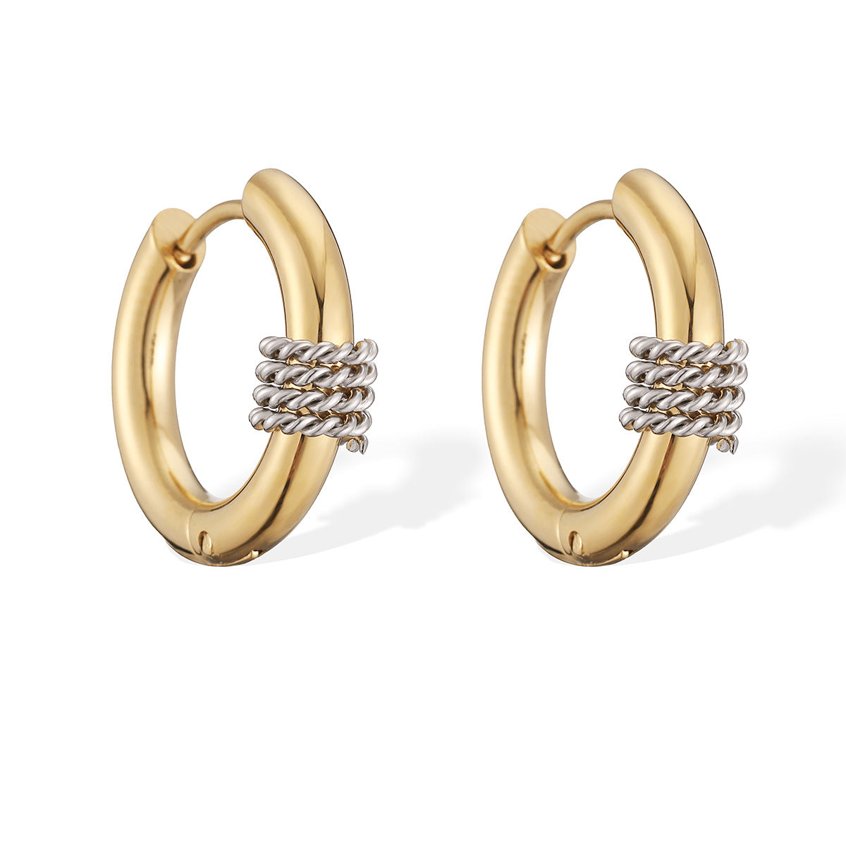 Minimalist 18K Gold Plated Geometric Stainless Steel Hoop Earrings for Women