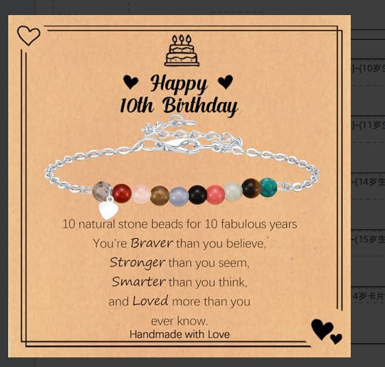 Sweet Geometric Natural Crystal Beaded Bracelet for Women