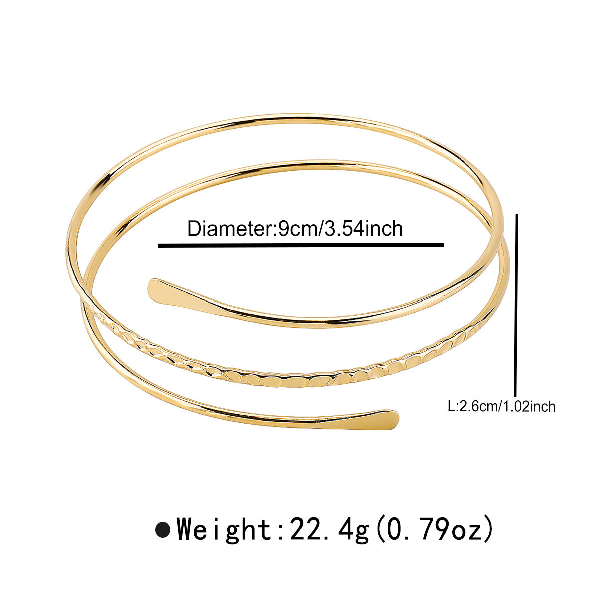 Pulsera geométrica minimalista calada de varias capas abierta para mujer, joyería de cadena de cuerpo de hierro
