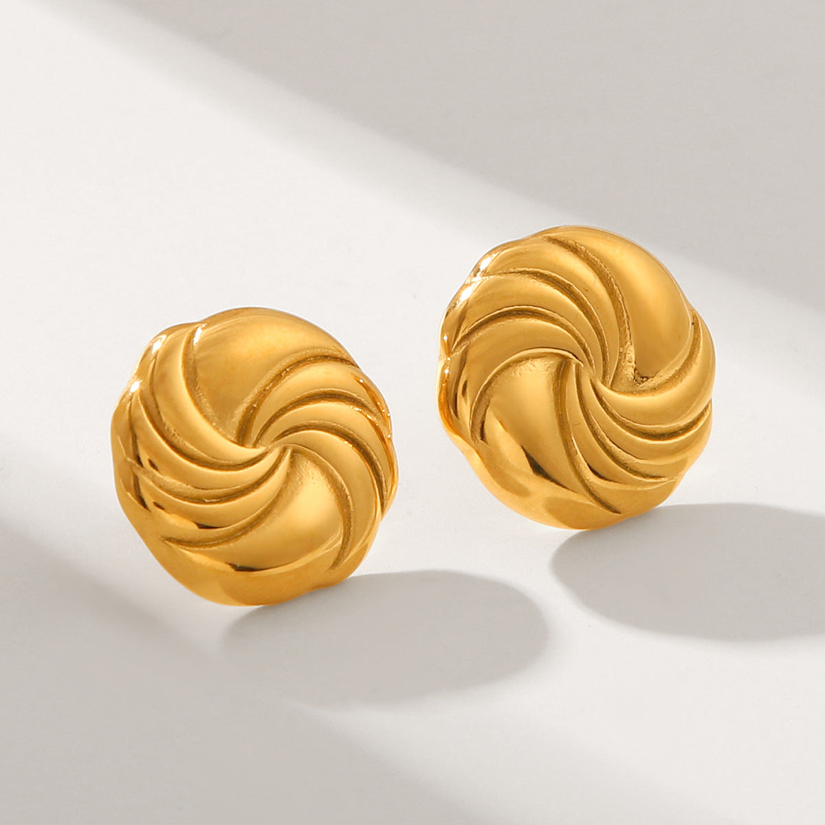 INS Style Geometric Circular Swirl Titanium Steel Earrings for Women with Plating Finish