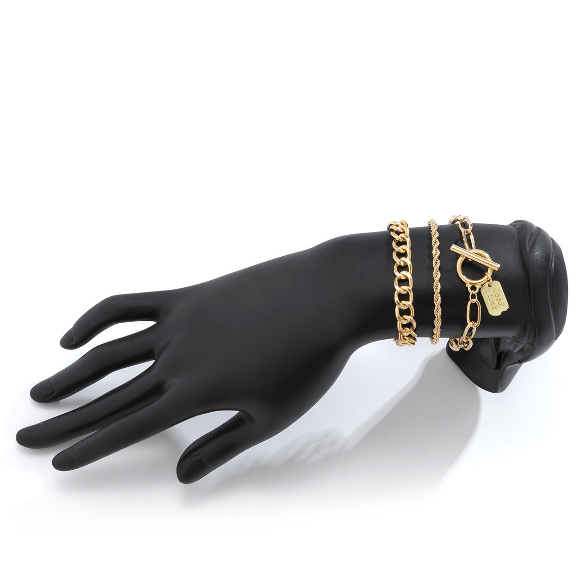 Set di braccialetti con ciondoli a lettere in stile punk e catena in lega galvanizzata per donna