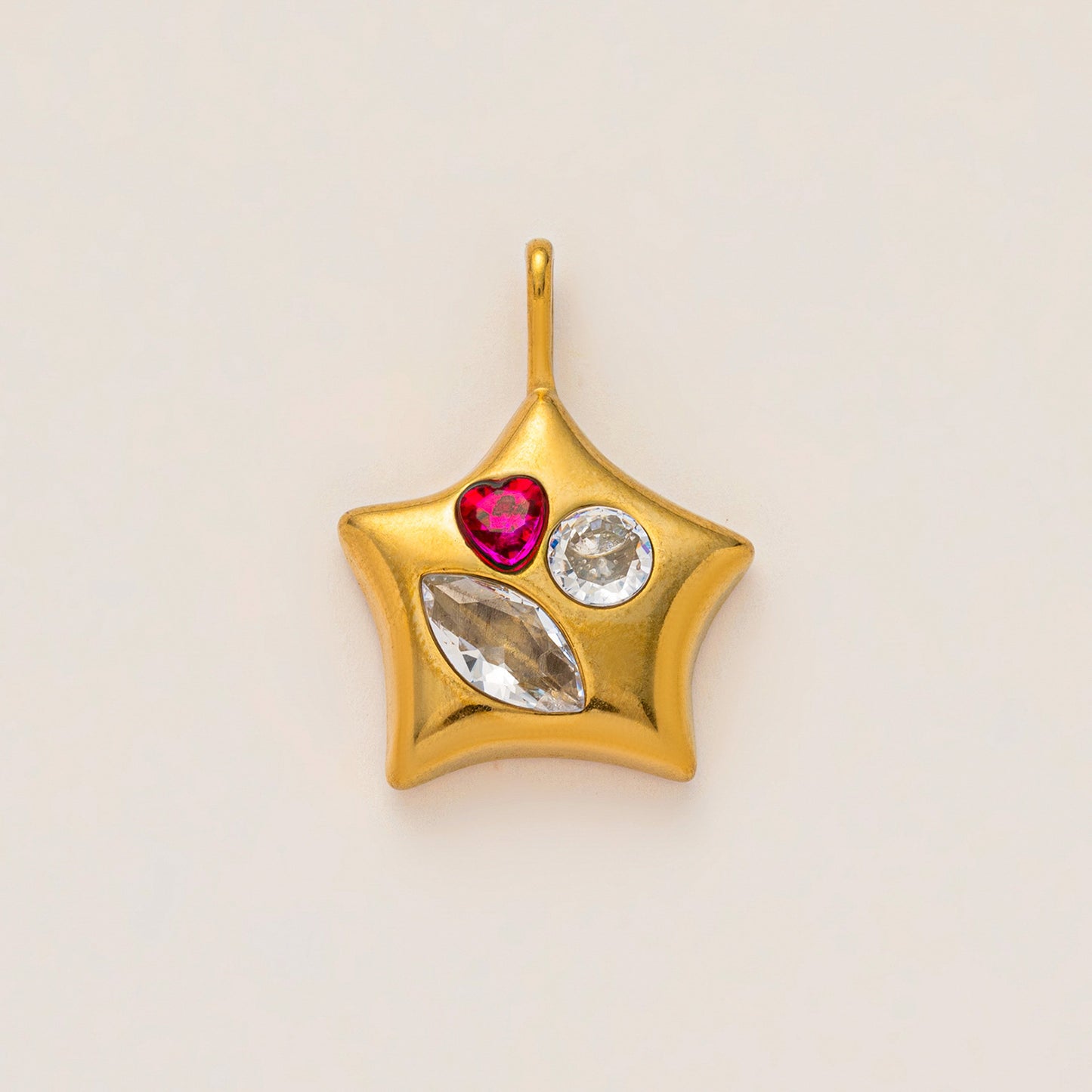 Vintage 18K Gold Plated Stainless Steel Floral Fish Charm Bar