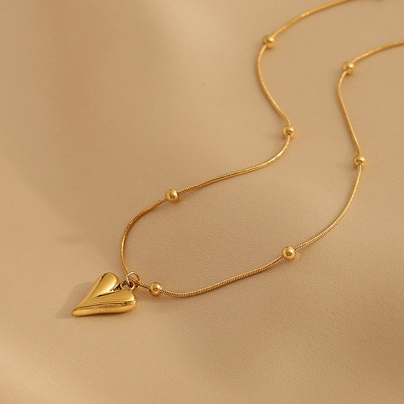 Minimalist Heart-Shaped Titanium Steel Plated Necklace with Irregular Design for Women