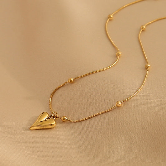 Minimalist Heart-Shaped Titanium Steel Plated Necklace with Irregular Design for Women
