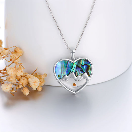 Minimalist Faith Heart-Shaped Stainless Steel Pendant Necklace with Polished Titanium Steel Charm and Geometric Outline