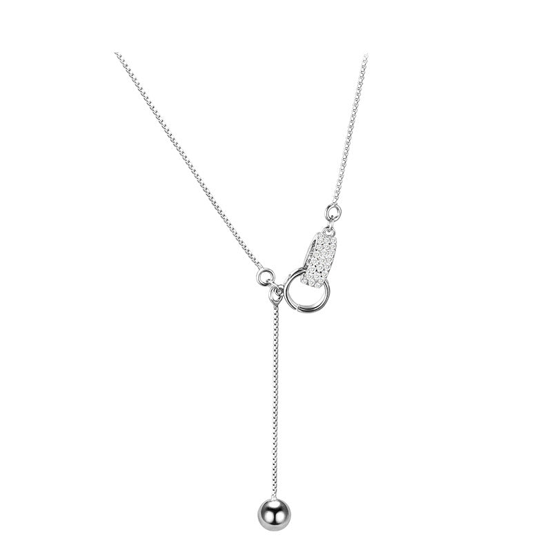 Collana da Donna Minimalista con Doppia Ghiera in Perle Geometriche Rotonde in Acciaio Titanio con Catena Box Placcata Sottovuoto