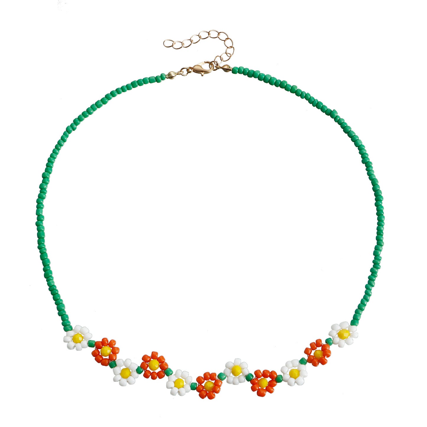 Retro Artistic Fashion Necklace with Geometric Shape Alloy Pendant, Electroplated Colorful Seed Bead Choker for Women
