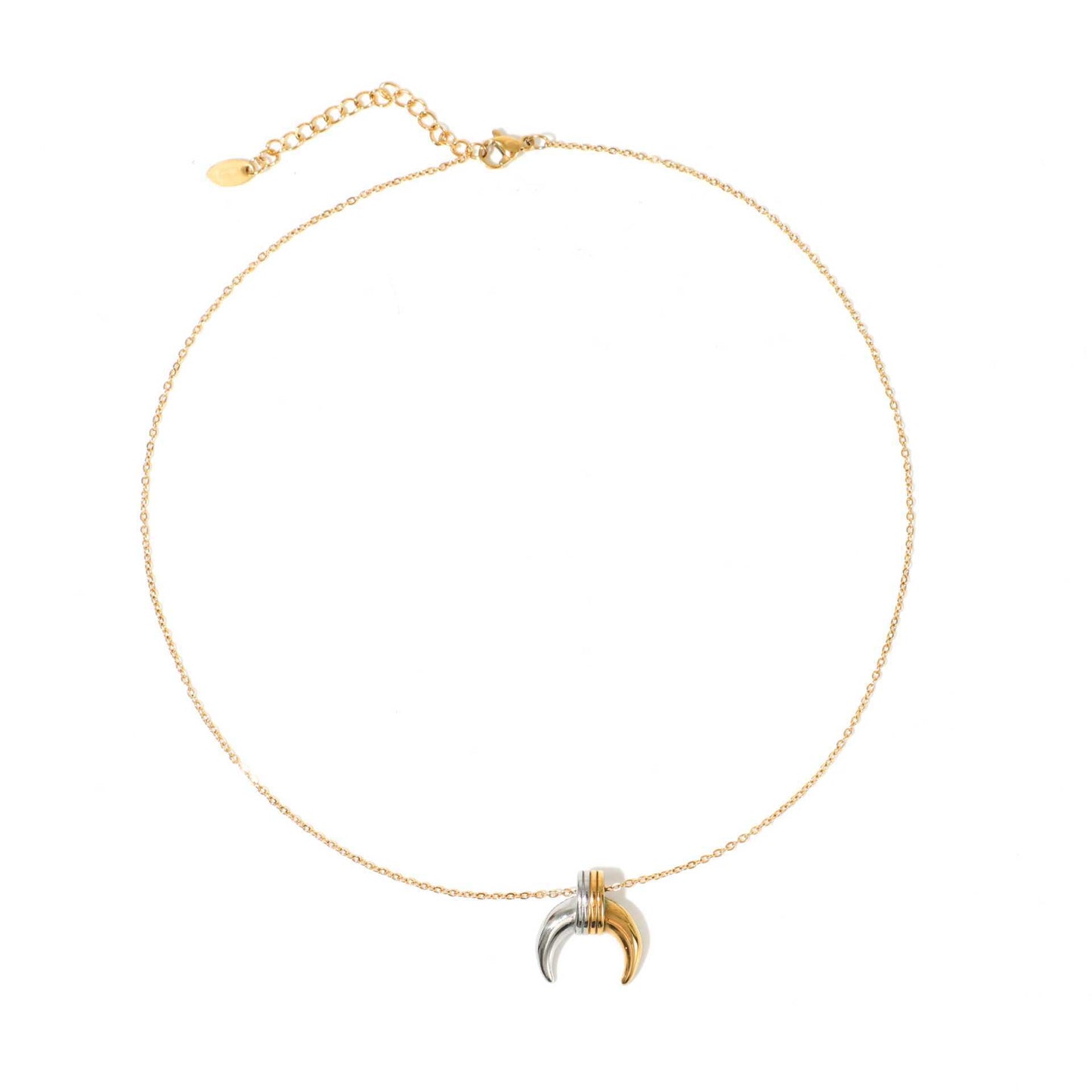 Collar con Colgante de Luna a la Moda en Acero Inoxidable con Baño de Oro de 18K para Mujer