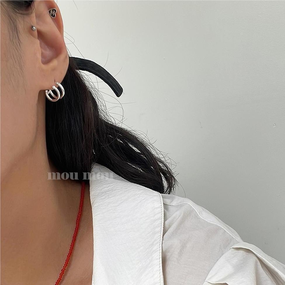 Minimalist Sweet 925 Sterling Silver Plated Geometric Letter Number Hoop Earrings for Women