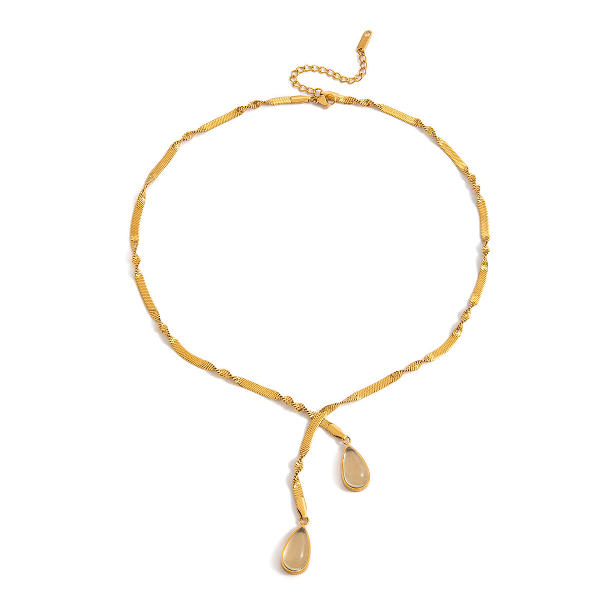 Collar Minimalista con Colgante en Forma de Lágrima de Acero Inoxidable con Dije de Acero de Titanio Enchapado para Mujer