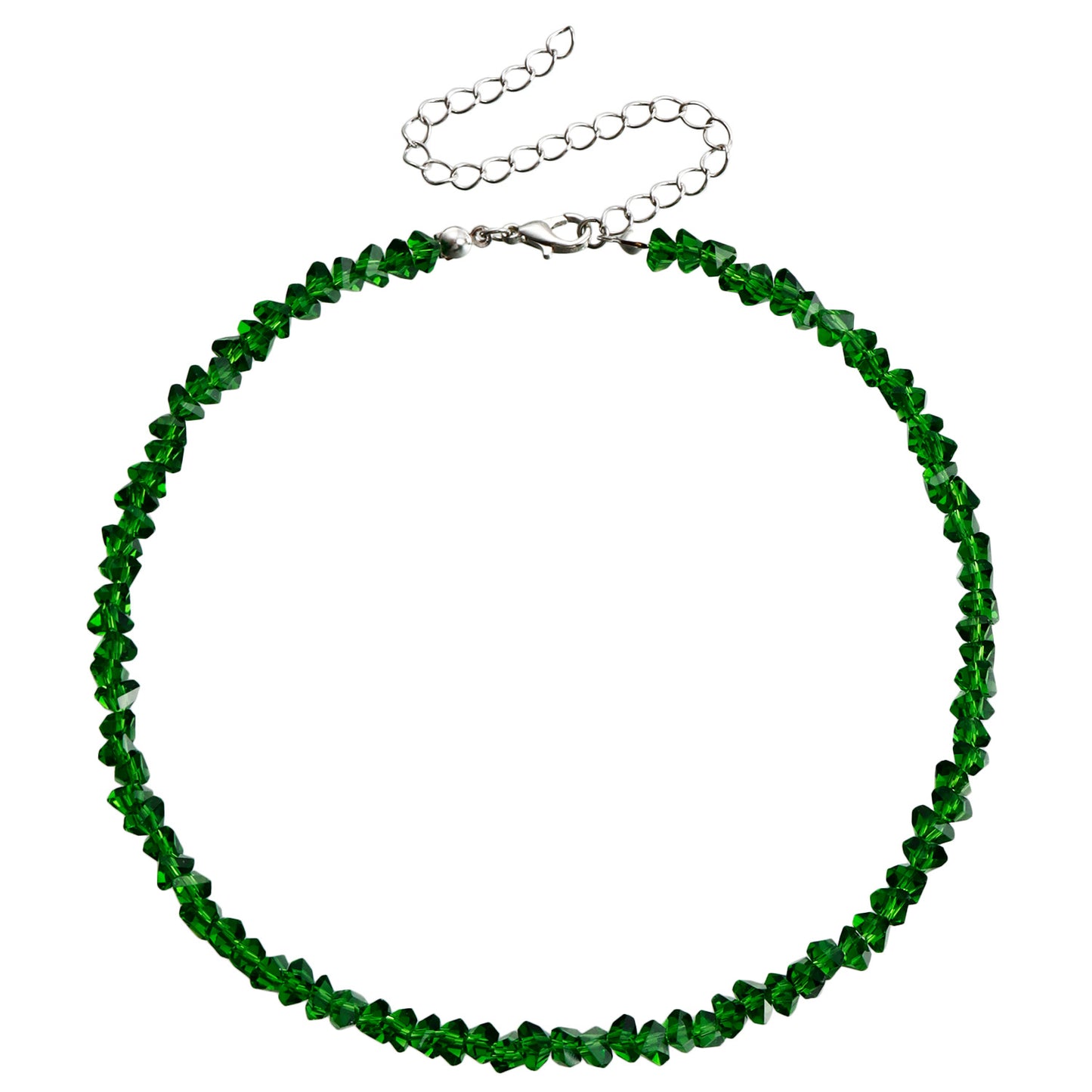 Collar de cuentas de cristal negro estilo geométrico para mujer con acabado chapado y diseño de cadena para clavícula