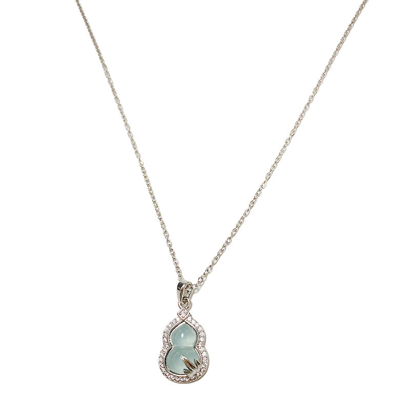 Minimalist Micro-inlay Shell Gourd Pendant Necklace Titanium Steel Plated Brass Unisex