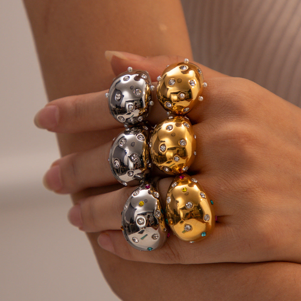 Anillo Abierto Geométrico de Moda Bañado en Oro de 18K Acero Inoxidable Joyería de Moda para Mujer