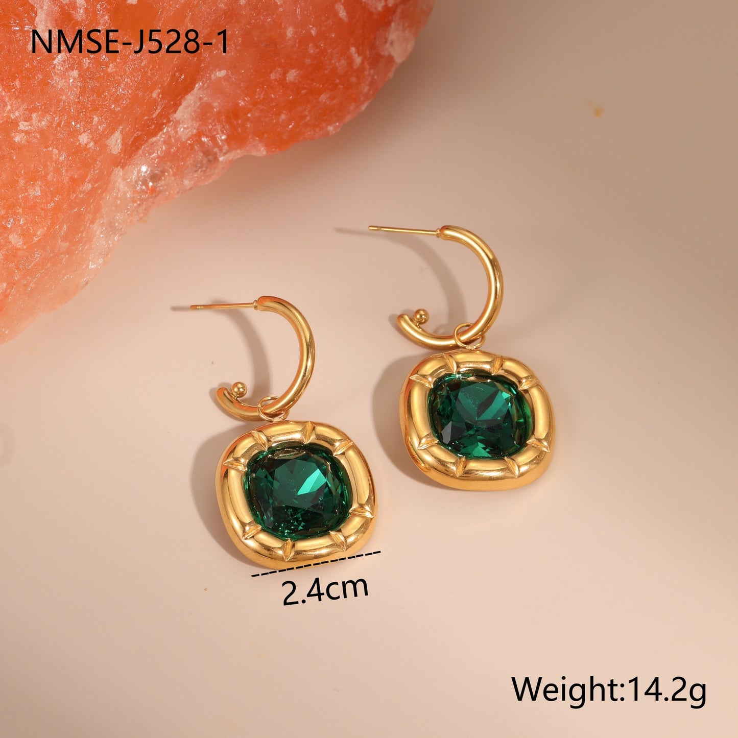 Orecchini a Cerchio Geometrici in Acciaio Inossidabile con Placcatura in Oro 18K e Intarsio di Zirconi Colorati da Donna