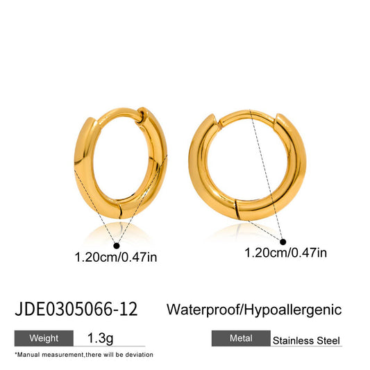 Minimalist Geometric Stainless Steel Plated Rhinestone Hoop Earrings for Women