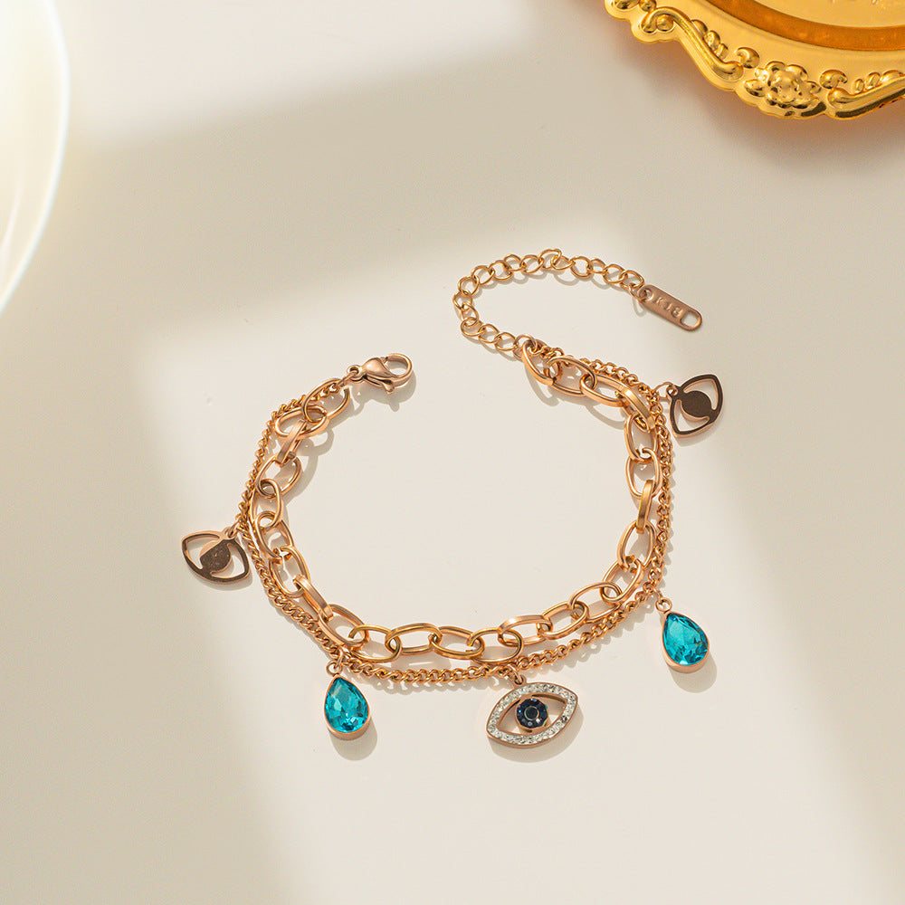 Minimalist Geometric Titanium Steel Bracelet with Plated Finish for Women Featuring Letter Design