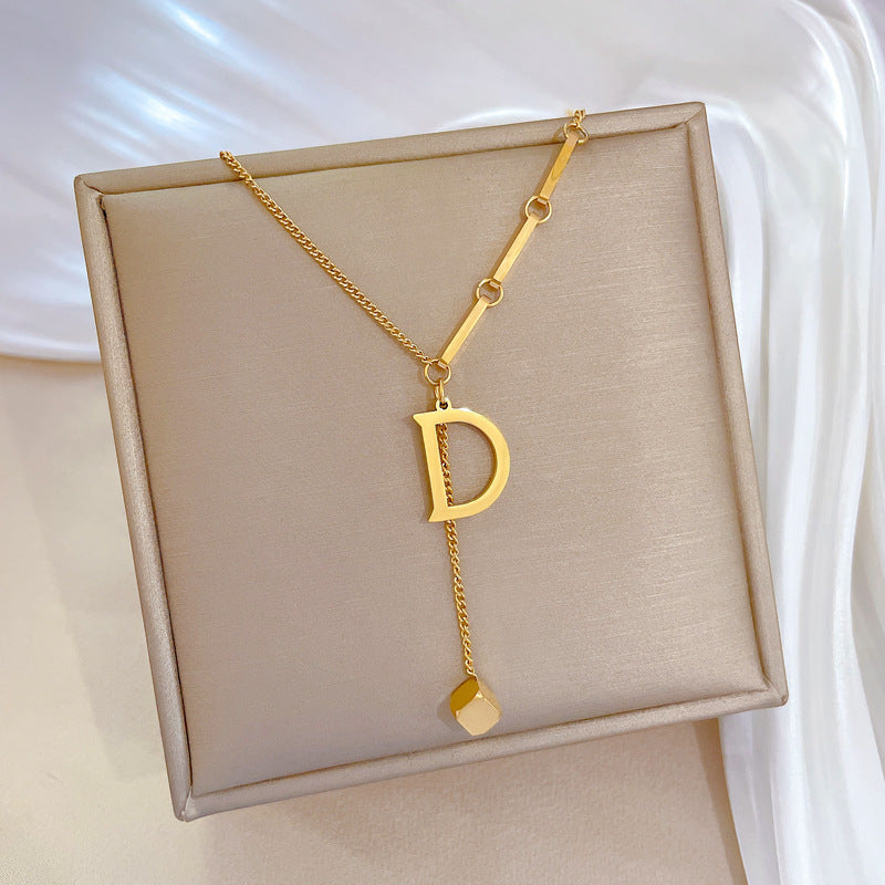 Geometric Minimalist Titanium Steel Plated Necklace with Stainless Steel 304 Pendant for Unisex