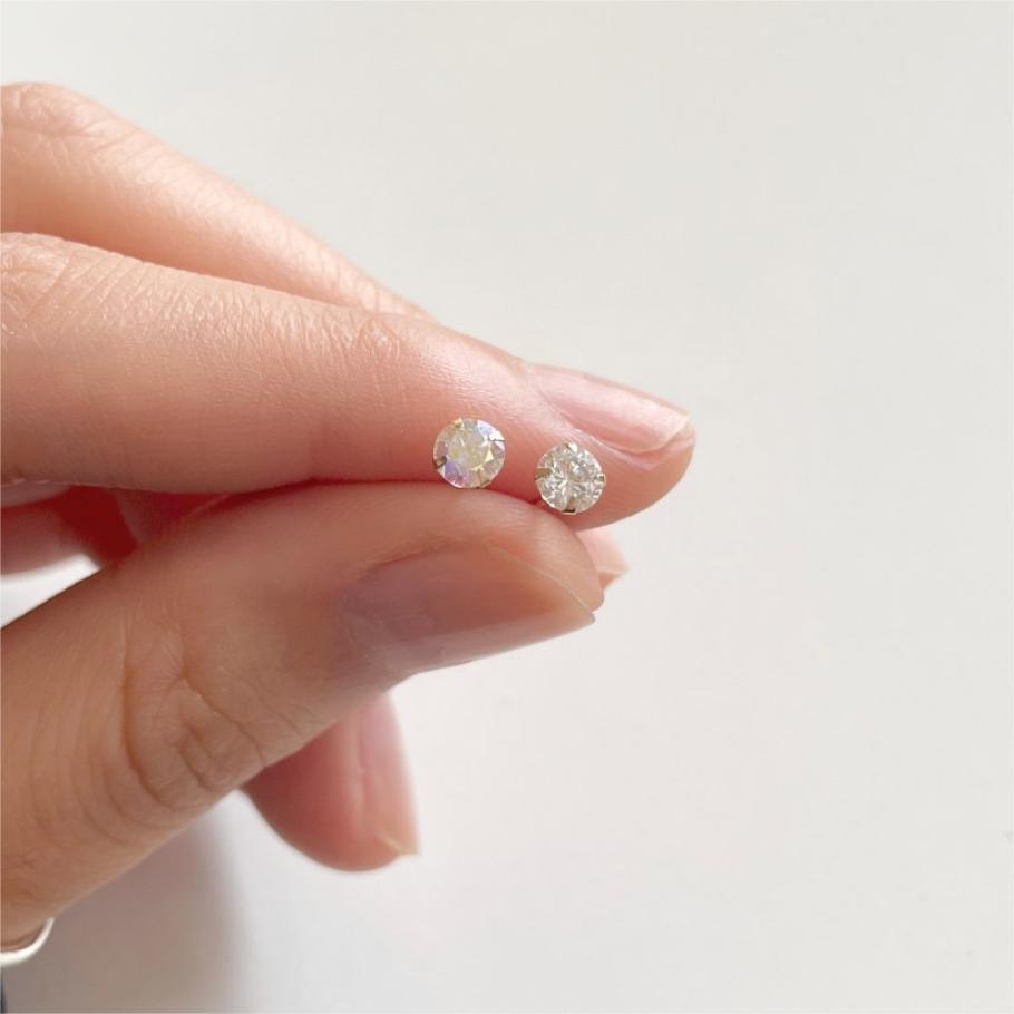 Minimalist Geometric Letter-Shaped 925 Sterling Silver Stud Earrings with AB Rhinestone Inlay