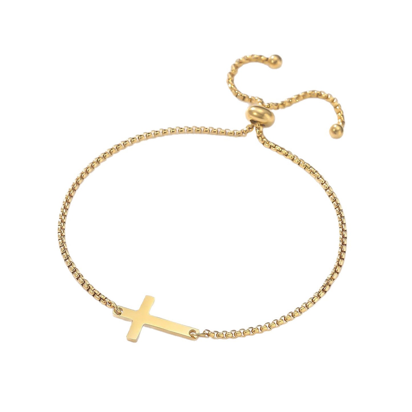 Minimalist Cross Stainless Steel Adjustable Bracelet for Women