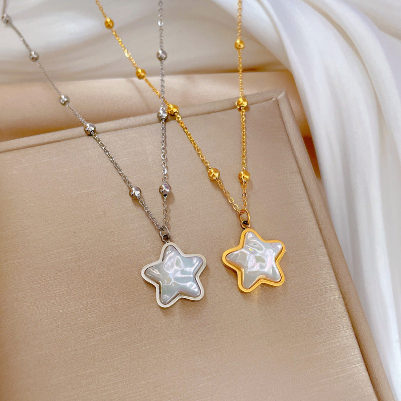 Minimalist Geometric Titanium Steel Star Mermaid Pendant Necklace for Women and Men with Gold Plating Locket Chain
