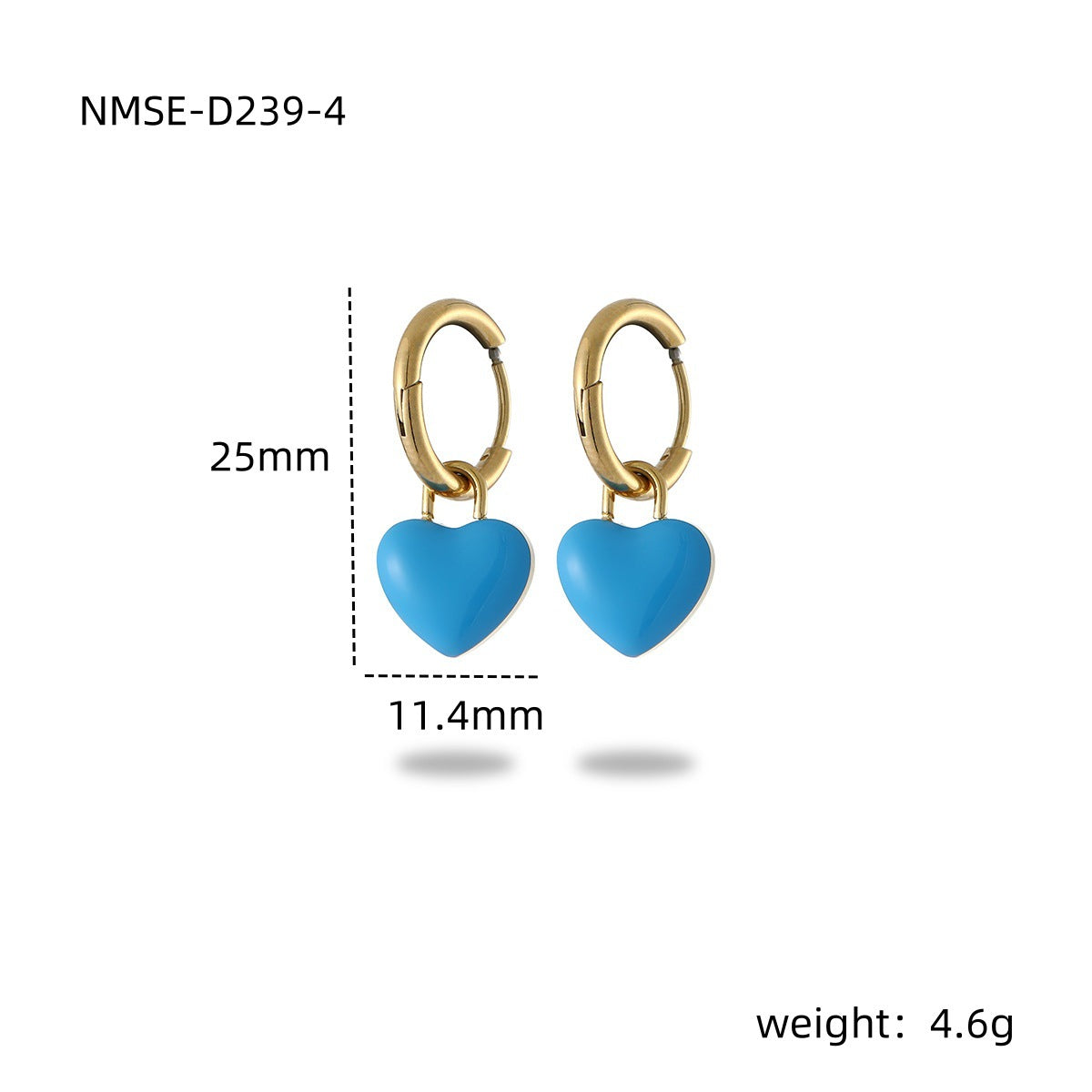 Orecchini da donna alla moda a forma di cuore in acciaio al titanio con smalto minimalistici