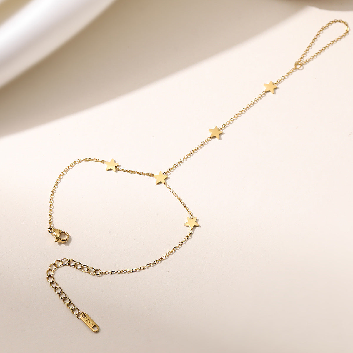 Geometric Gold Plated Stainless Steel Hand Chain for Women