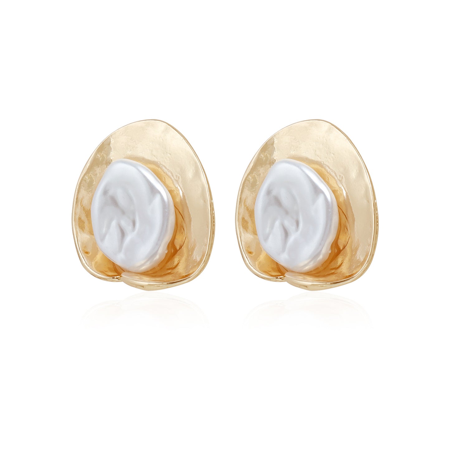 Vintage Geometric Oval Mother of Pearl Inlay Plated Zinc Alloy Earrings for Women