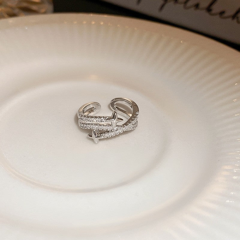 Anello elegante e geometrico ispirato alle perle con intarsio in zircone da donna, anello minimalista alla moda da dito indice, gioielli di lusso per le mani