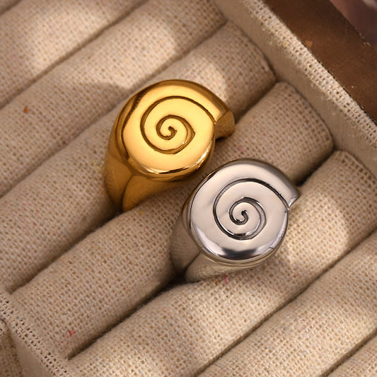 Minimalist Geometric Stainless Steel Ring with 18K Gold Plating for Women