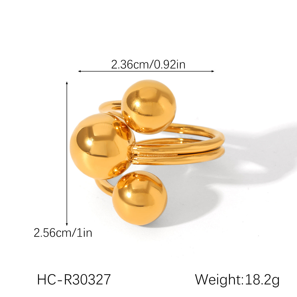 Geometric Ball-Shaped Titanium Steel Ring with Irregular Line Design for Women, Electroplated Stainless Steel Band Jewelry