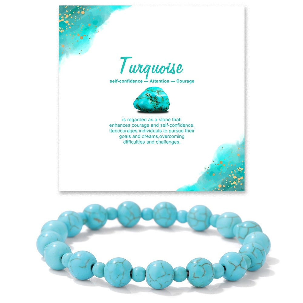 Minimalist Sweet Natural Crystal Beaded Bracelet Unisex 8mm Elastic Stretch Bangle with Star and Geometric Charms