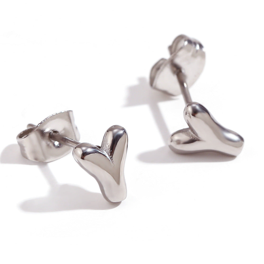 Orecchini a perno da donna con lettera geometrica moderna minimalista in acciaio al titanio placcato oro 18K