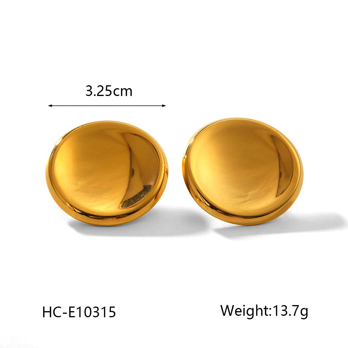 Orecchini a perno da donna in acciaio inossidabile placcato oro 18 carati con intarsio di strass, stile geometrico minimalista