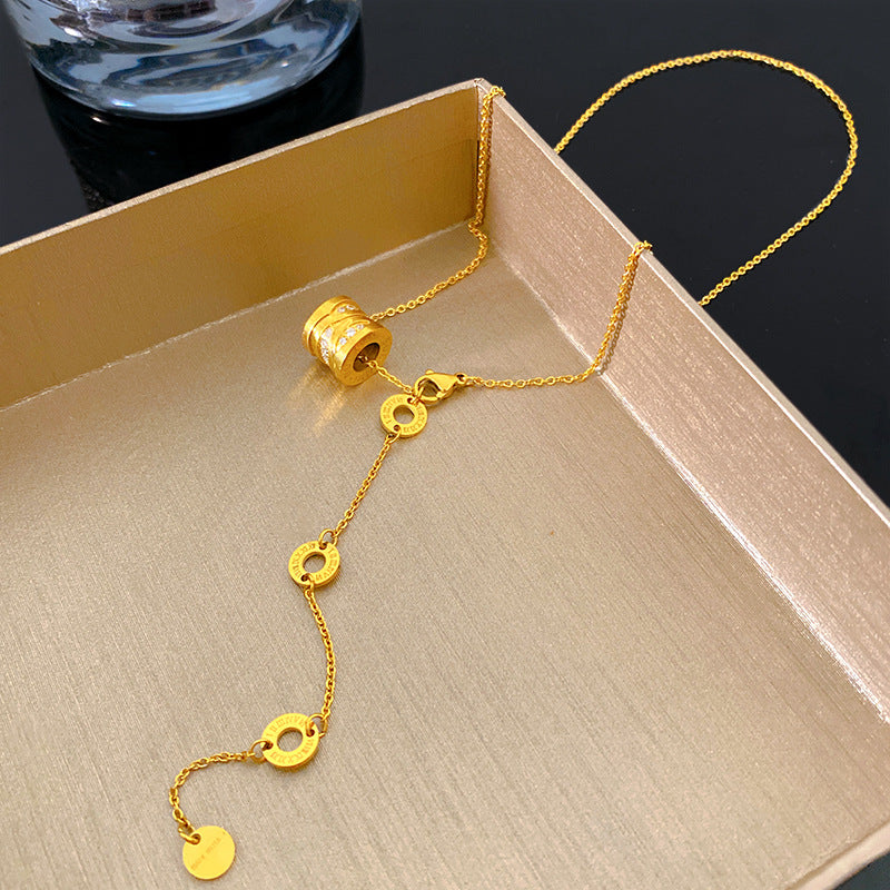 Gold Plated Titanium Steel Geometric Tassel Necklace