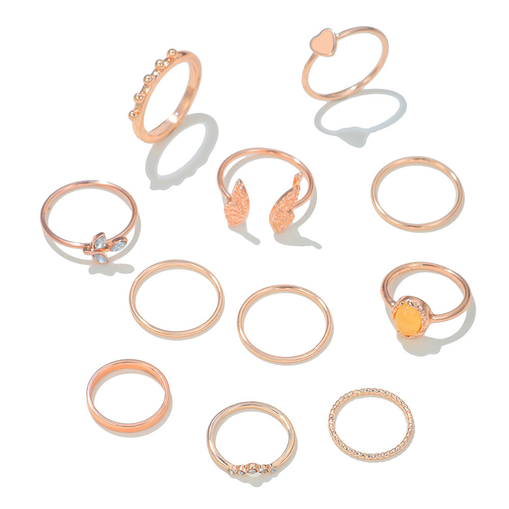 Geometric Butterfly Plated Alloy Ring Set