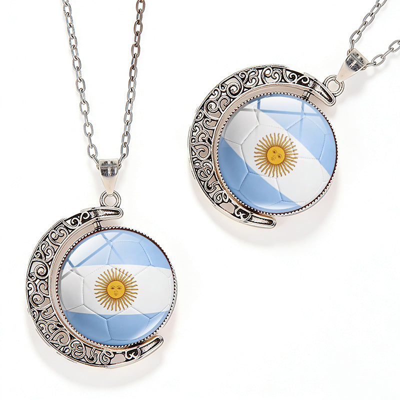 Casual Unisex Alloy Plated Moon Geometric Pendant Crystal Necklace