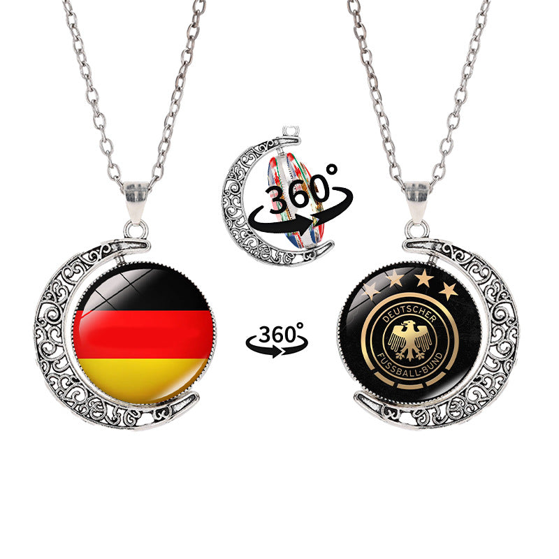 Collana a pendente a mezzaluna geometrica sportiva in lega con finitura galvanizzata per abbigliamento casual unisex
