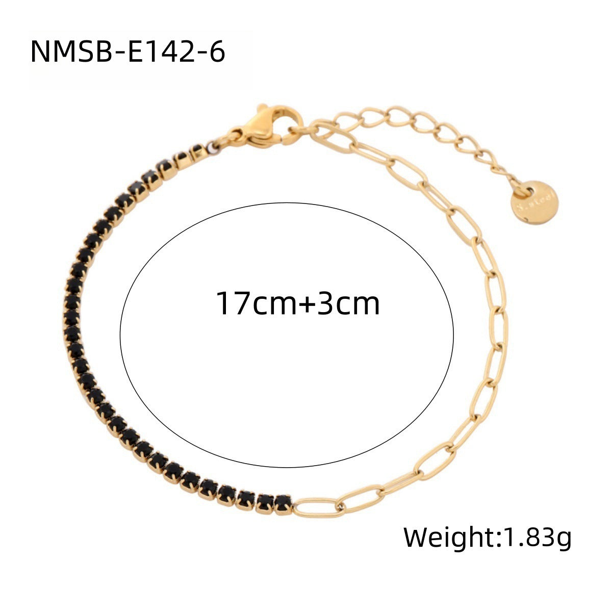 Pulsera geométrica de arcoíris de moda con diamantes de imitación para mujer, de acero de titanio con acabado chapado y delicado diseño de cristales de hilera completa