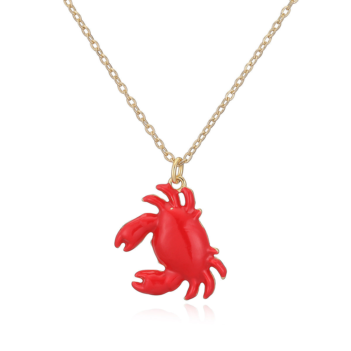 Minimalist Geometric Drip Oil Brass Crab Pendant Necklace for Women